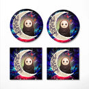 Cute No Face Ghibli Love You To The Moon Galaxy Ceramic Drink Coasters