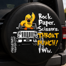 Funny White Rock Paper Scissors Cute Duck Car Spare Tire Cover