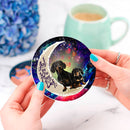 Dachshund Couple Love You To The Moon Galaxy Ceramic Drink Coasters