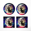 Dachshund Couple Love You To The Moon Galaxy Ceramic Drink Coasters