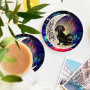 Dachshund Couple Love You To The Moon Galaxy Ceramic Drink Coasters