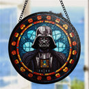 Darth Vader Round Stained Glass Window Hanging Panel Suncatcher