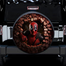 Deadpool Attacking Through A Brick Wall Car Spare Tire Cover