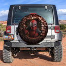 Deadpool Attacking Through A Brick Wall Car Spare Tire Cover