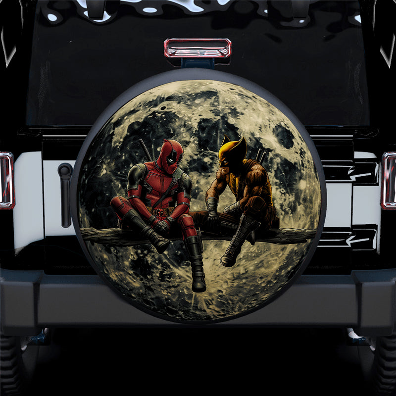 Deadpool Wolverine Moon Car Spare Tire Covers Gift For Campers