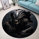 Alien Xenomorph Attacking Through A Brick Wall Round Rug