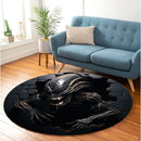 Alien Xenomorph Attacking Through A Brick Wall Round Rug