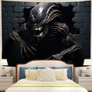 Alien Xenomorph Attacking Through A Brick Wall Tapestry Room Decor