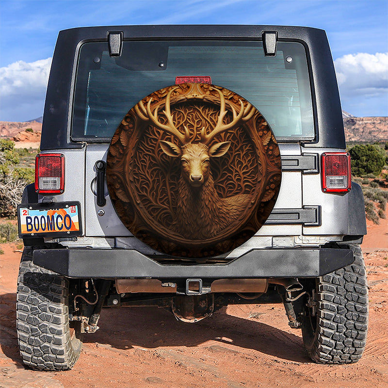 Deer Wood Jeep Car Spare Tire Covers Gift For Campers