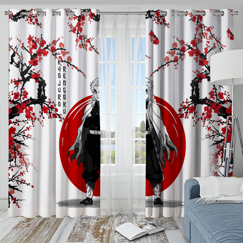 Rengoku Demon Slayer Anime Japan Style Window Curtain