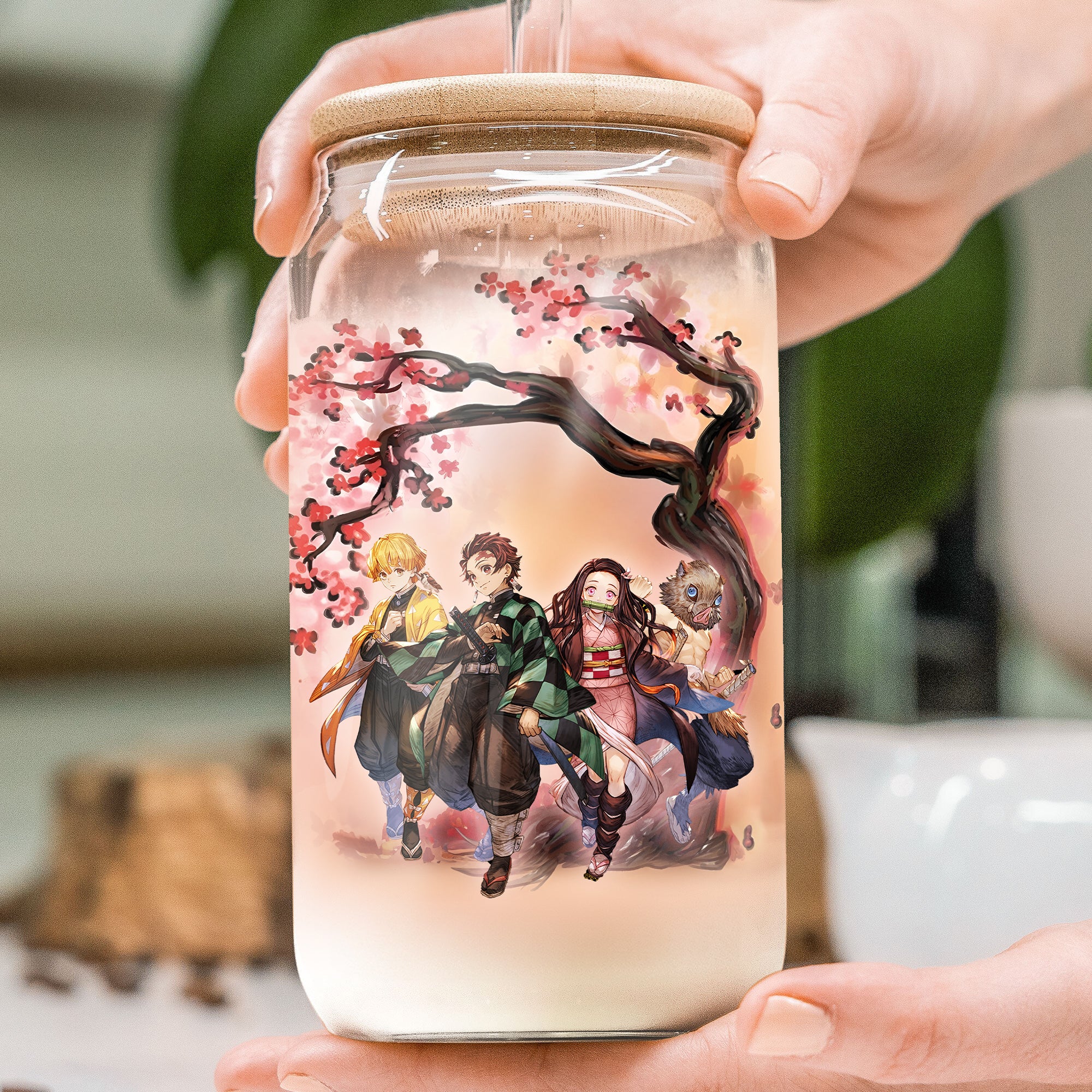 Demon Slayer Kimetsu No Yaiba Anime Cherry Blossom Glass Can