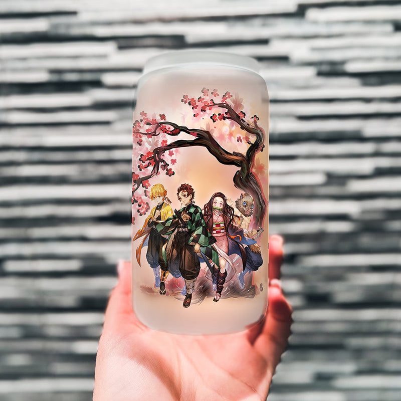 Demon Slayer Kimetsu No Yaiba Anime Cherry Blossom Glass Can