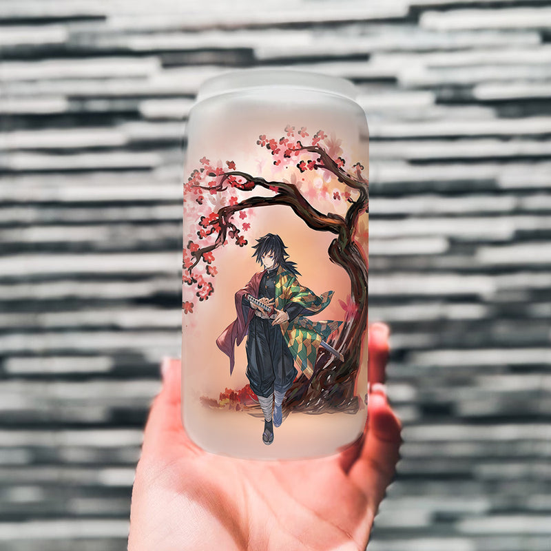 Demon Slayer Giyu Anime Cherry Blossom Glass Can