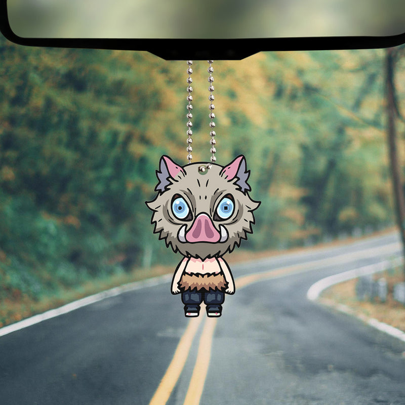 Cute Inosuke Kimetsu no Yaiba Anime Car Ornament Custom Car Accessories Decorations