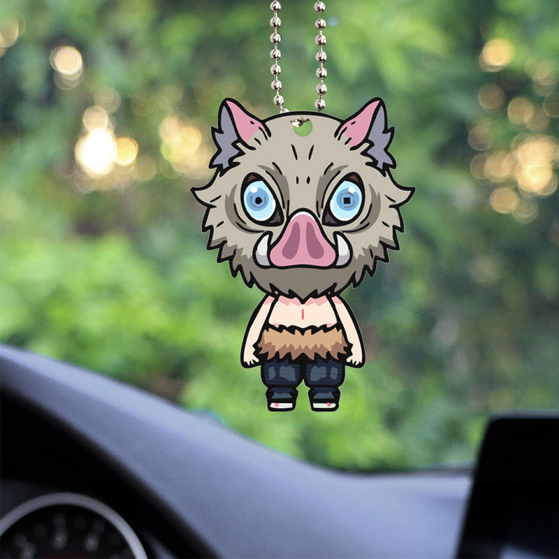 Cute Inosuke Kimetsu no Yaiba Anime Car Ornament Custom Car Accessories Decorations