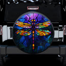 Stained Glass Dragonfly Color Car Spare Tire Cover
