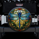 Blue Dragonfly Stained Glass Car Spare Tire Cover
