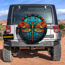 Dragonfly Stained Glass Car Spare Tire Cover