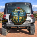 Blue Dragonfly Stained Glass Car Spare Tire Cover