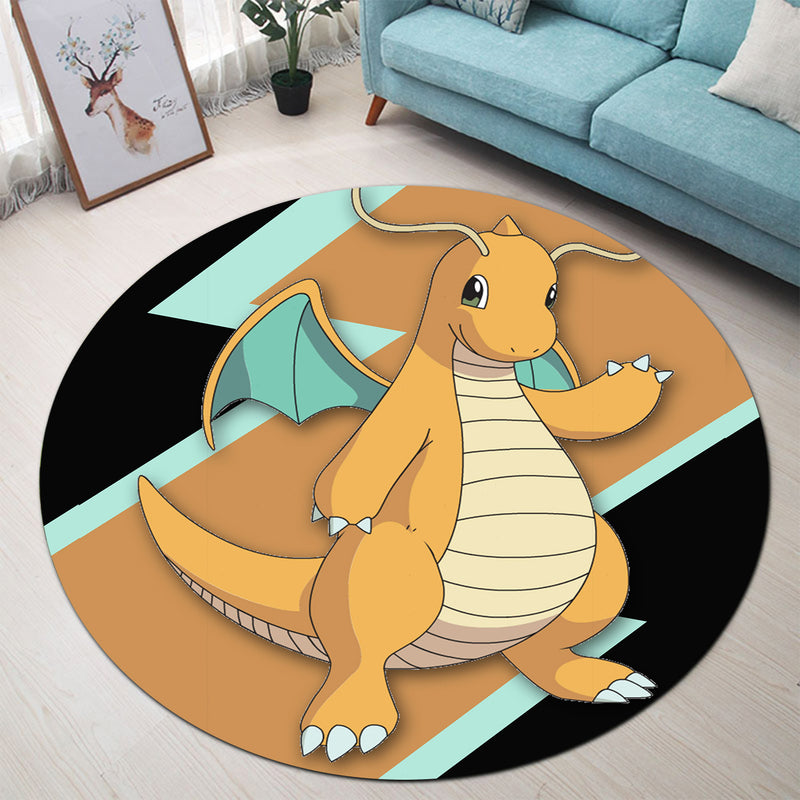Dragonite Pokemon Round Carpet Rug Bedroom Livingroom Home Decor