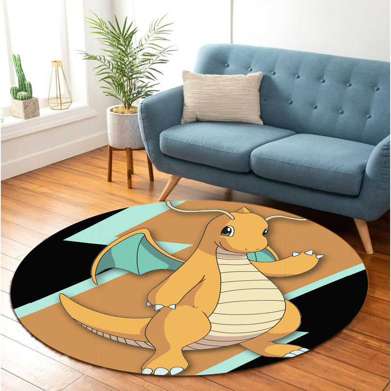 Dragonite Pokemon Round Carpet Rug Bedroom Livingroom Home Decor