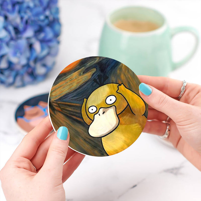 Psyduck Creaming Pokemon Ceramic Drink Coasters