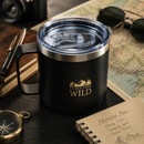 Black Into The Wild Insulated Travel Camping Mug