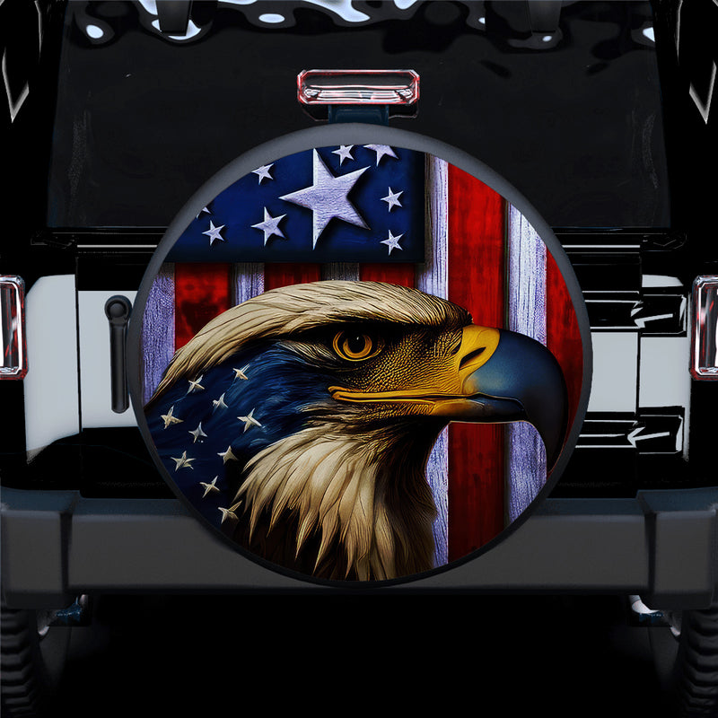Eagle American Flag Car Spare Tire Cover