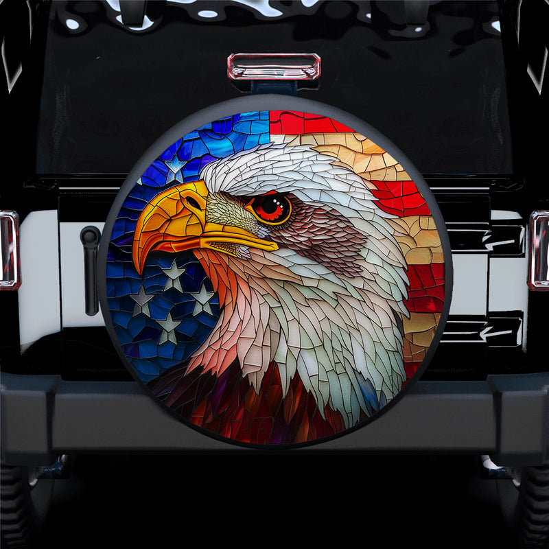 US Eagle Stained Glass Car Spare Tire Cover