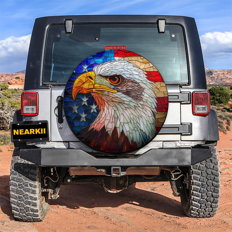 US Eagle Stained Glass Car Spare Tire Cover