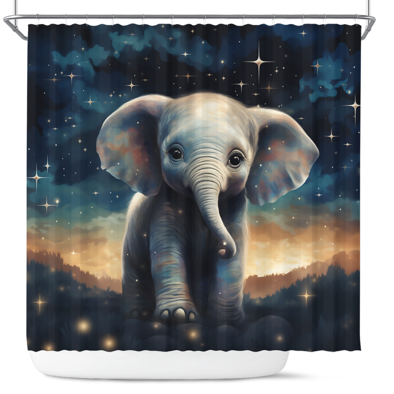 Elephant Starry Night Shower Curtain