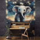 Baby Elephant Night Sky Tapestry Room Decor