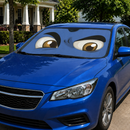 Blue Challenging Cartoon Eyes Custom Car Windshield Sunshades