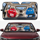Funny M&M Chocolate Red Blue Driving Custom Car Windshield Sunshades