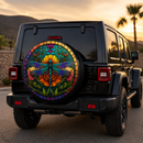 Stained Glass Of Colorful Dragonfly Jeep Car Spare Tire Cover