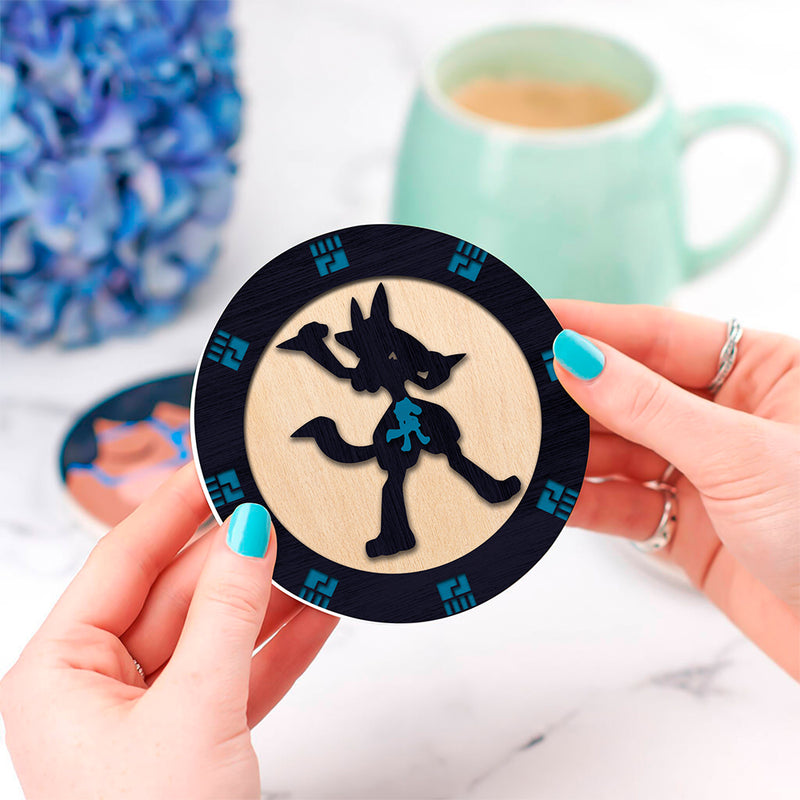 Lucario Evolution Pokemon Mockup Ceramic Drink Coasters