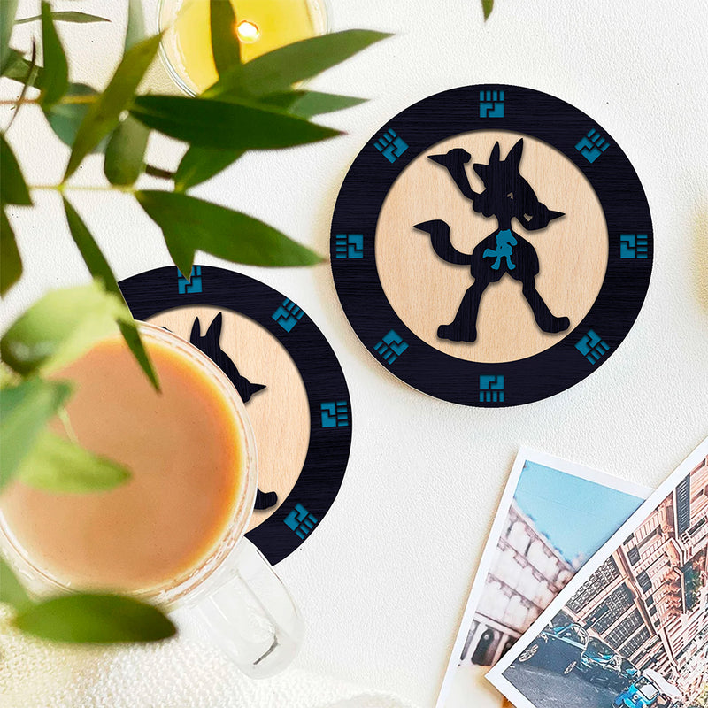 Lucario Evolution Pokemon Mockup Ceramic Drink Coasters