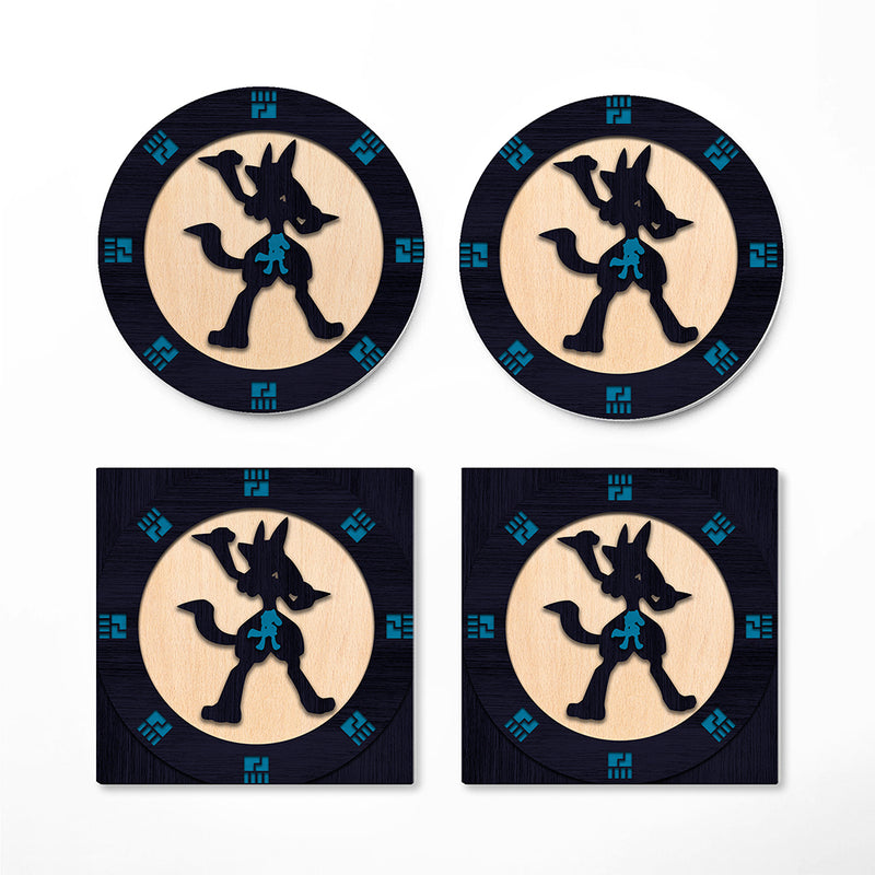 Lucario Evolution Pokemon Mockup Ceramic Drink Coasters