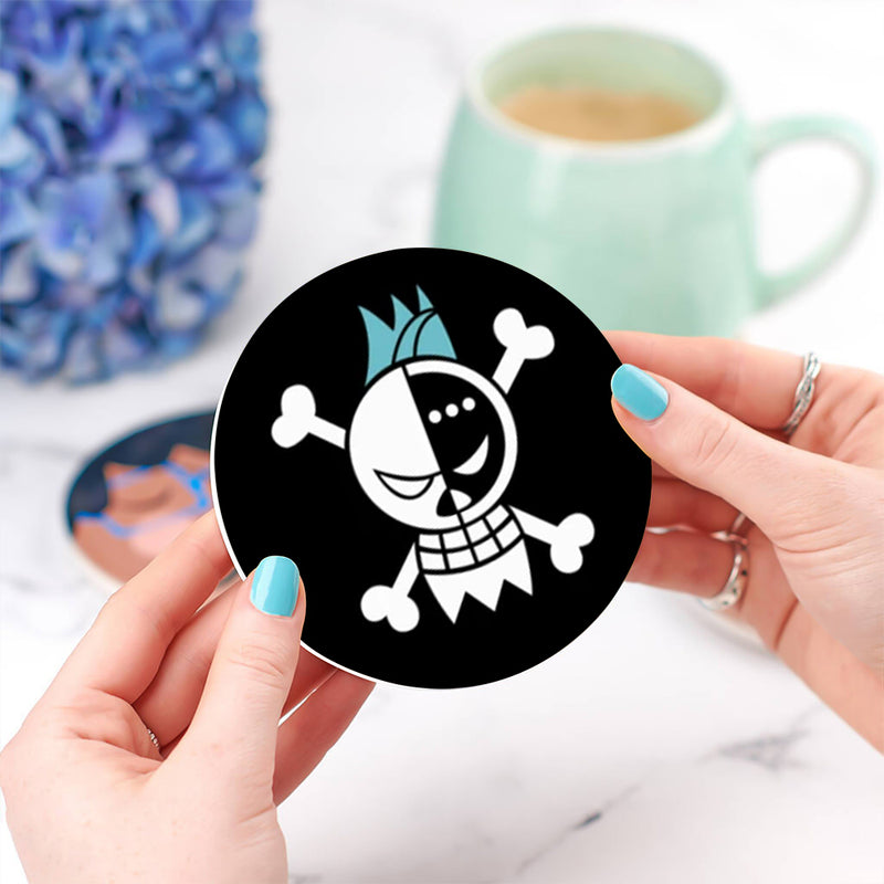 Franky One Piece Icon Skull Ceramic Drink Coasters