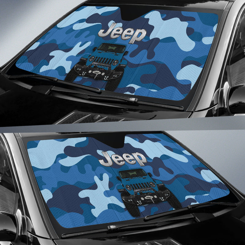 Jeep Camo Blue Color Car Auto Sunshades