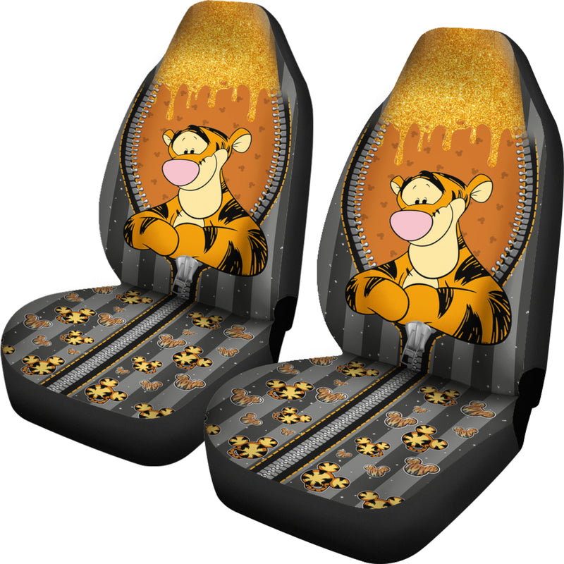 Get In Sit Down Zip Winnie The Pooh Tigger Premium Custom Car Seat Covers Decor Protectors