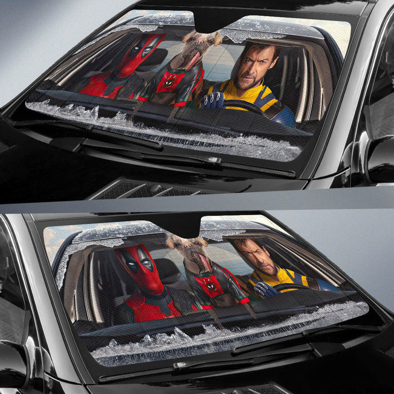 Deadpool And Woldverine Driving Car Auto Sunshades