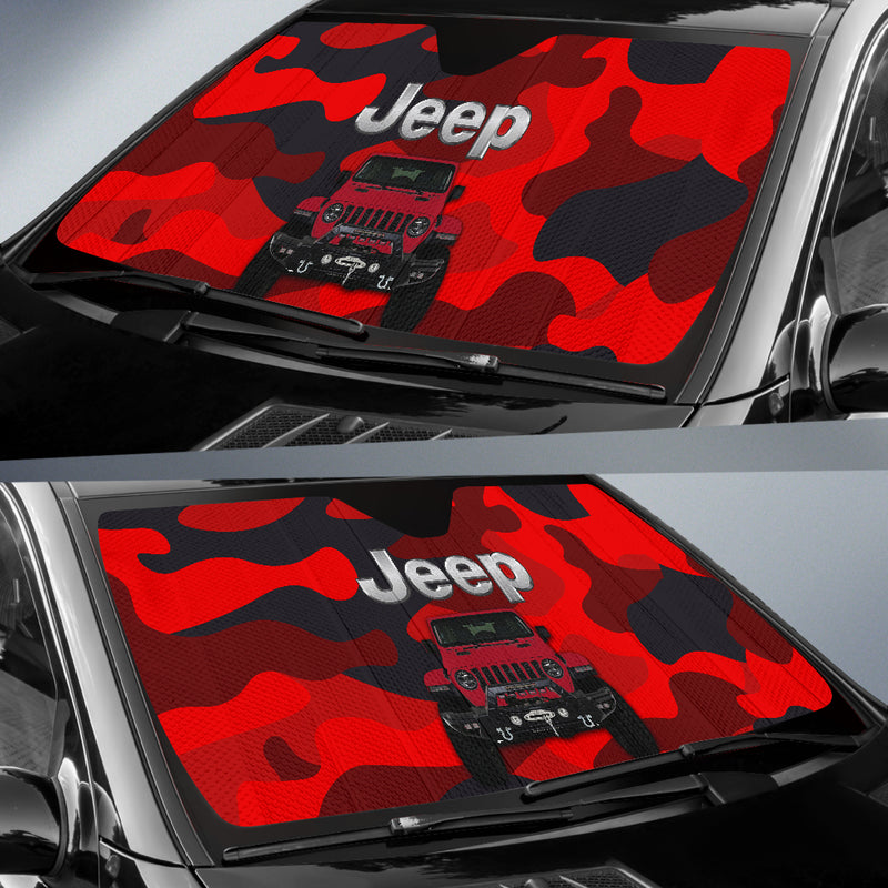 Jeep Camo Red Color Car Auto Sunshades
