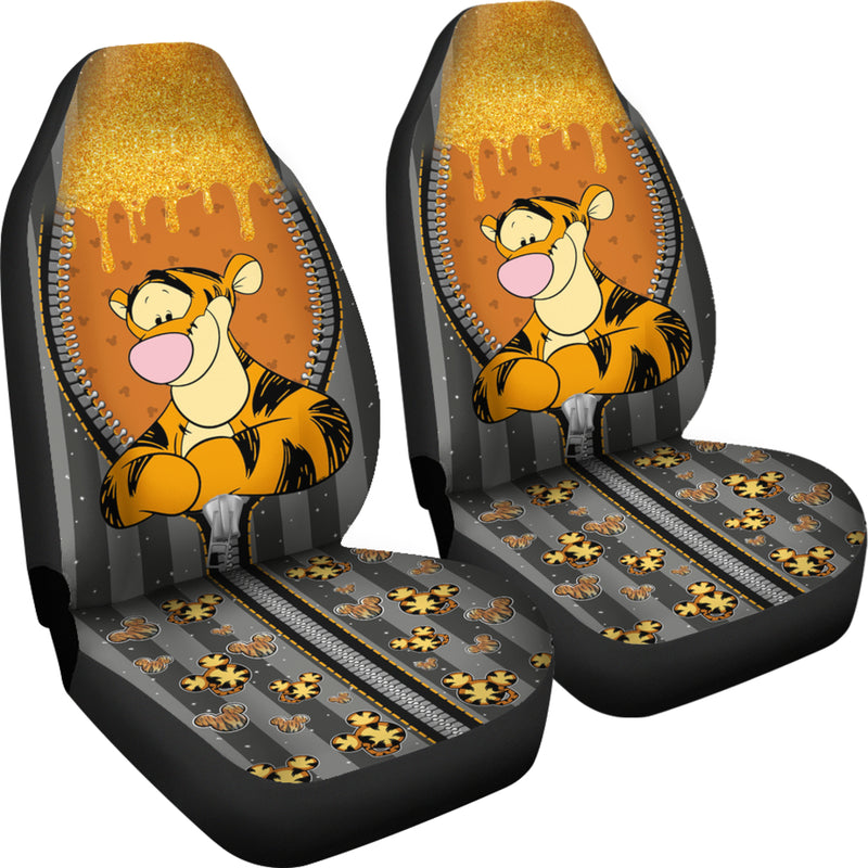 Get In Sit Down Zip Winnie The Pooh Tigger Premium Custom Car Seat Covers Decor Protectors