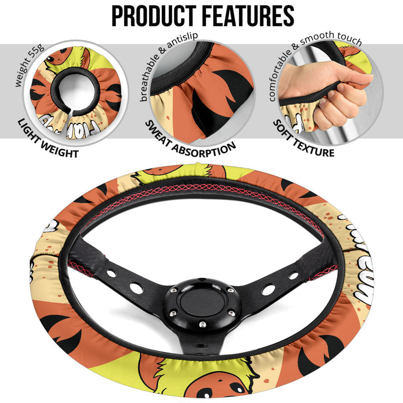 Flareon Pokemon Steering Wheel Cover