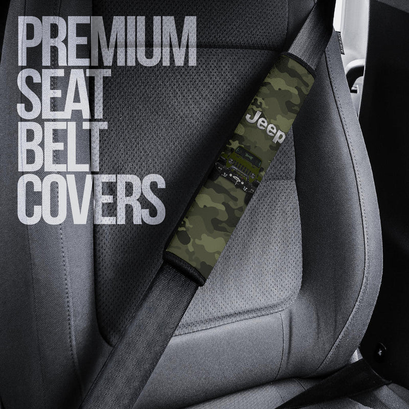 Green Jeep Camouflage Car Seat Belt Cover Custom Car Accessories