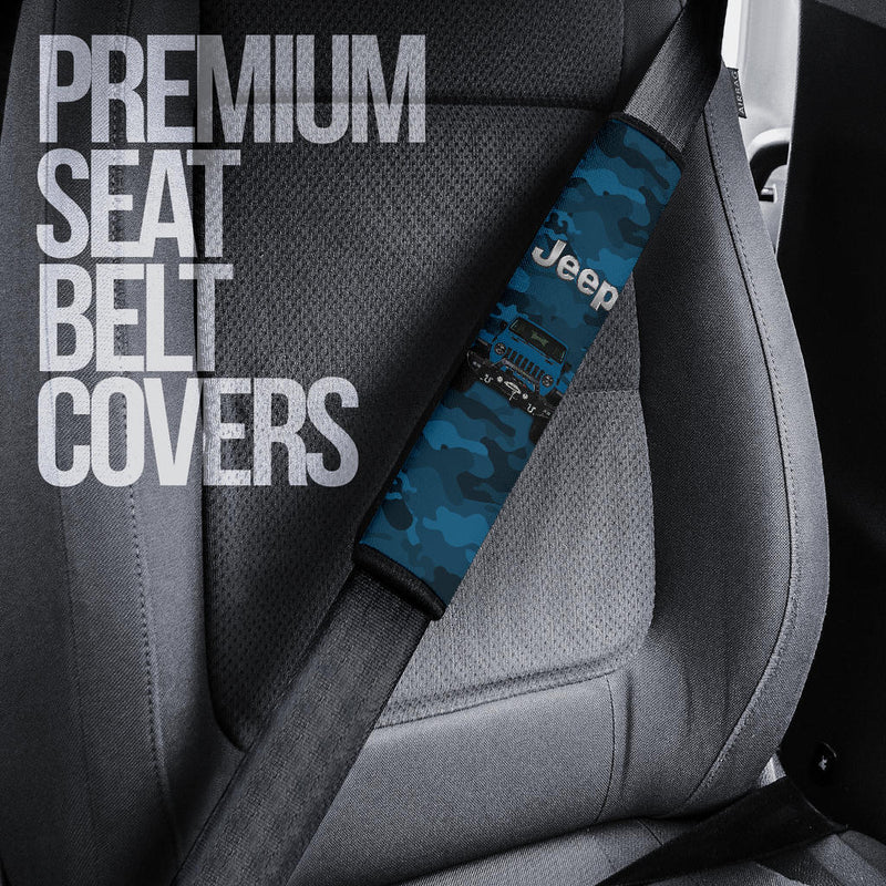 Blue Jeep Camouflage Car Seat Belt Cover Custom Car Accessories