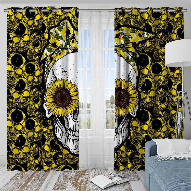 Funny Skull Sunflower Window Curtain