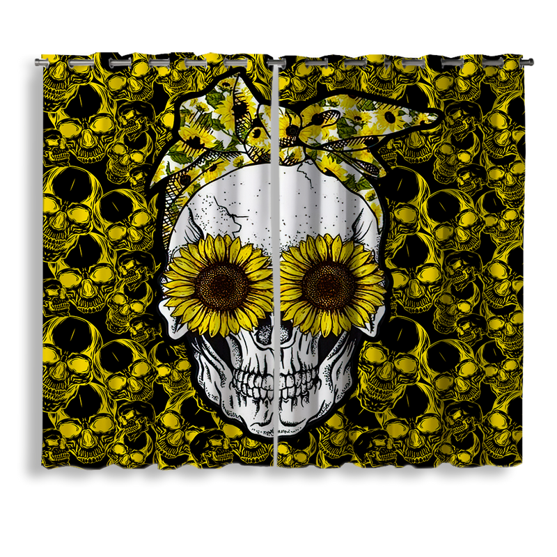 Funny Skull Sunflower Window Curtain