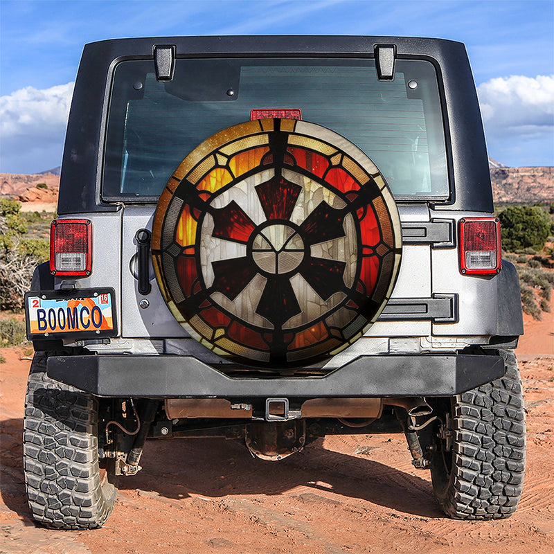 Galactic Empire Logo Stained Glass Car Spare Tire Covers Gift For Campers